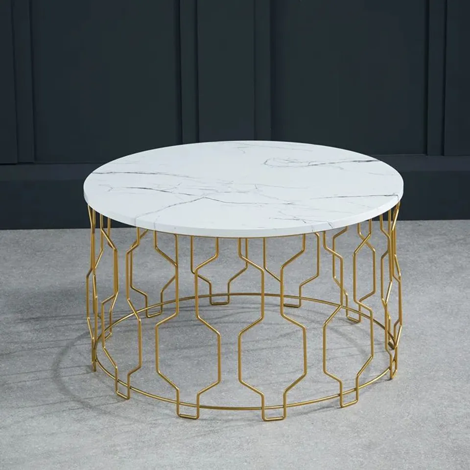 BOXED SALAH DRUM COFFEE TABLE COLOUR (TABLE TOP): WHITE