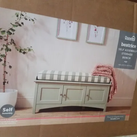 BOXED BEATRICE STORAGE BENCH SAGE