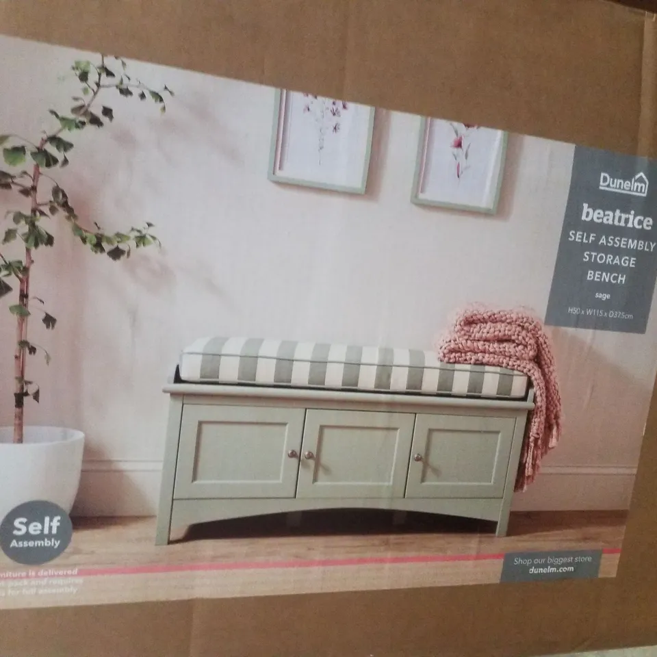 BOXED BEATRICE STORAGE BENCH SAGE