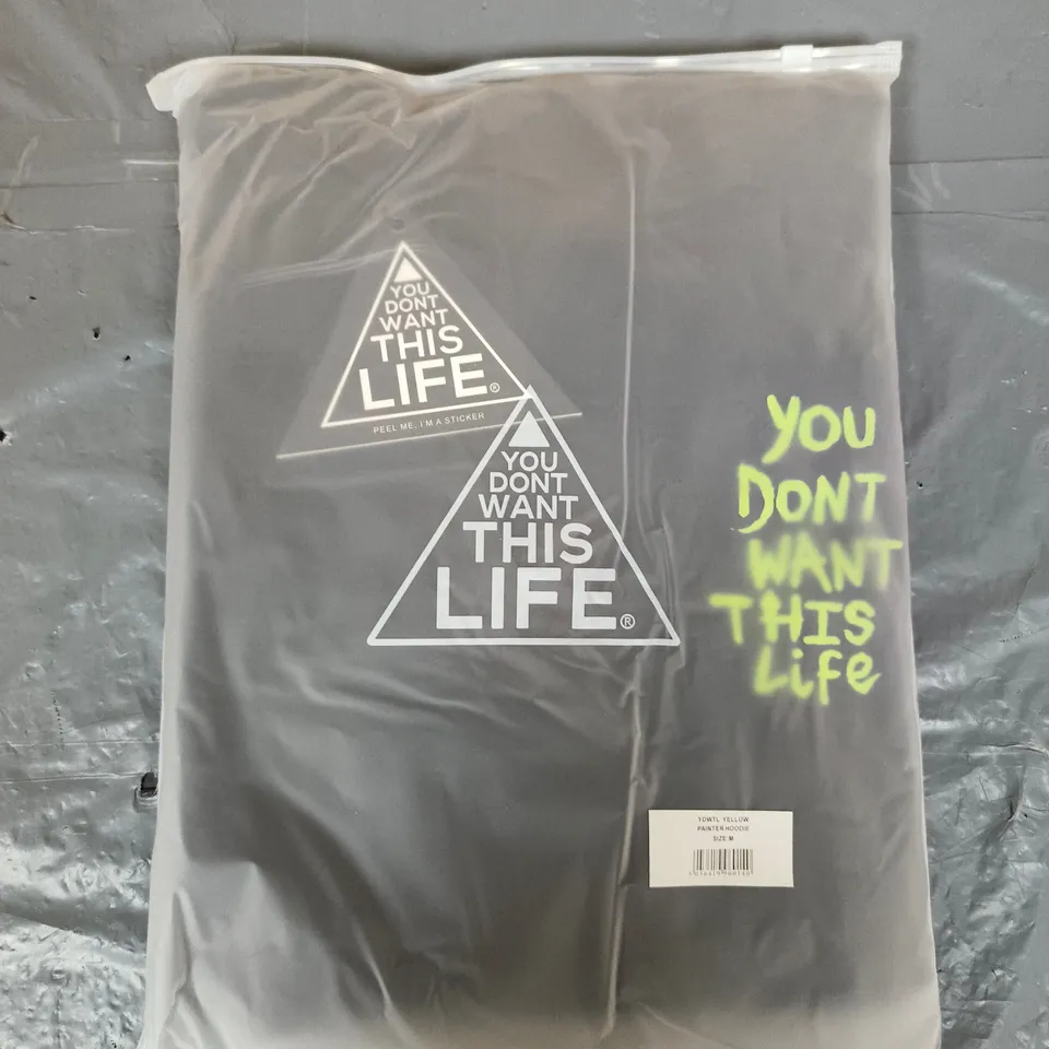 YOU DON'T WANT THIS LIFE YELLOW PAINTER HOODIE – SIZE M