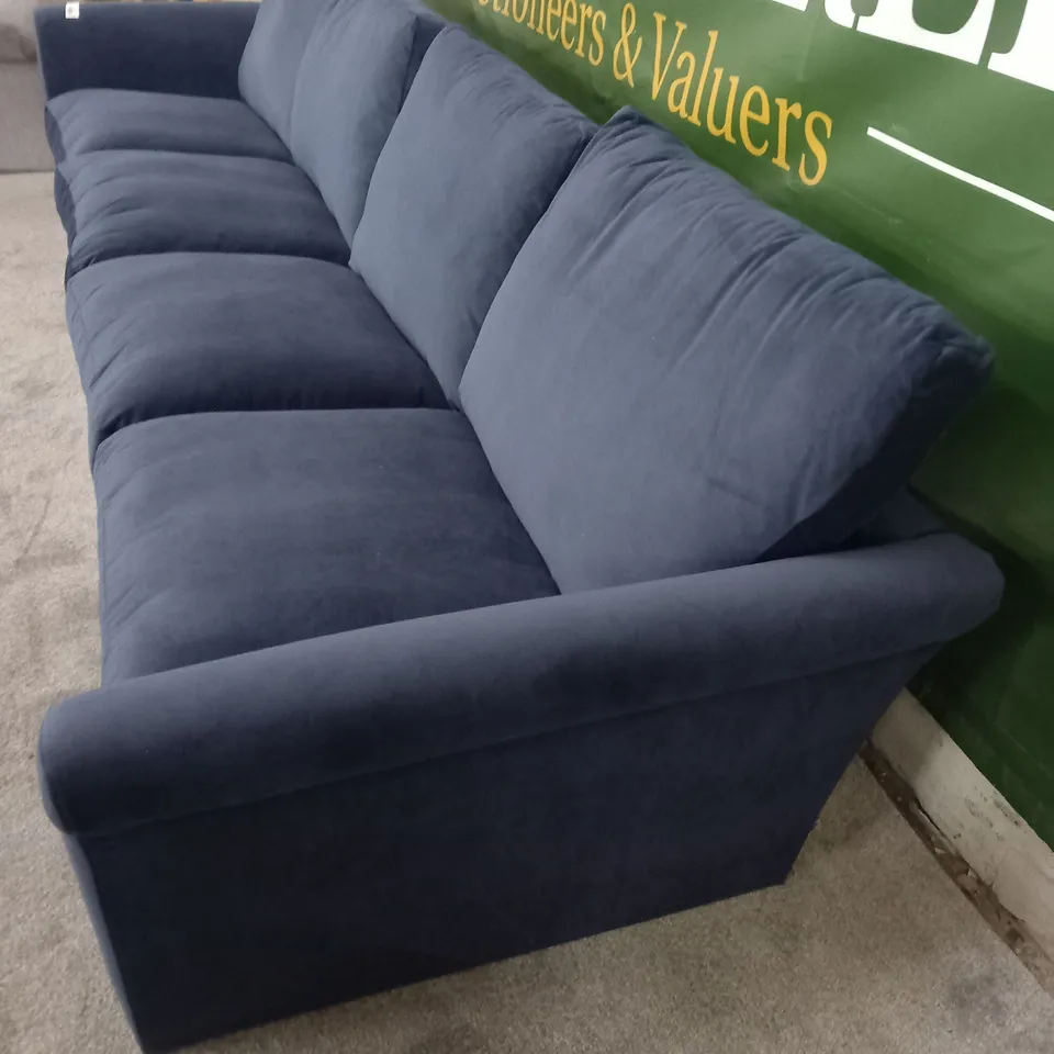 DESIGNER BRITISH MADE SCARLETT AQUA CLEAN NAVY FABRIC SOFA SECTIONS
