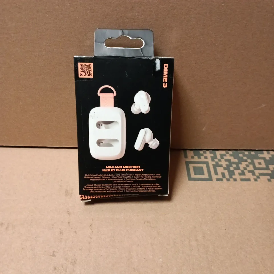 SKULLCANDY DIME 3 WIRELESS EARBUDS – BONE/ORANGE GLOW (BOXED)