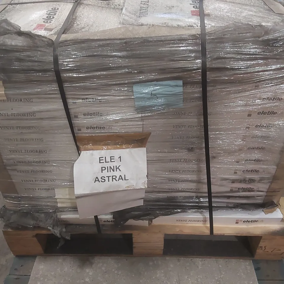 PALLET CONTAINING APPROXIMATELY 50 BOXES OF 16PCS BRAND NEW ELETILE UK PINK ASTRAL VINYL FLOORING