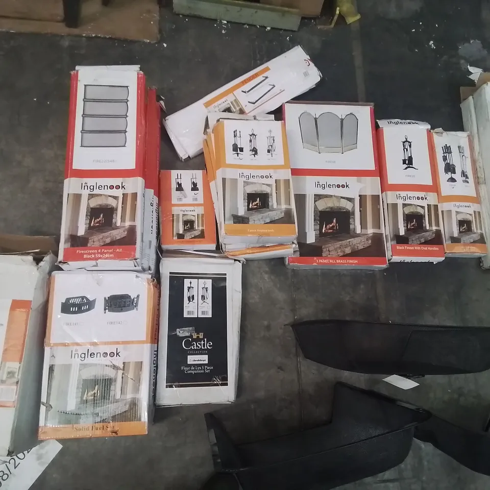 PALLET CONTAINING VARIOUS FIRE GUARDS, COMPANION SETS, FIRE SCREENS ECT.
