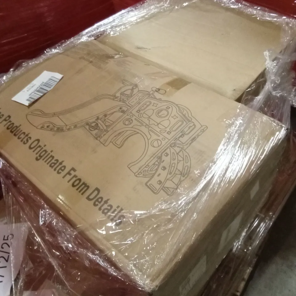 PALLET OF ASSORTED ITEMS TO INCLUDE:DRYING RACKS, KIDS SLIDE AND PLAY SET, FLATPACK FURNITURE ETC