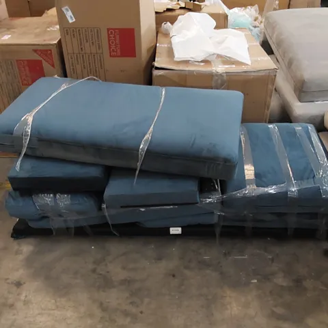 DESIGNER EYLER UNASSEMBLED 4-SEATER MODULAR SOFA - TEAL