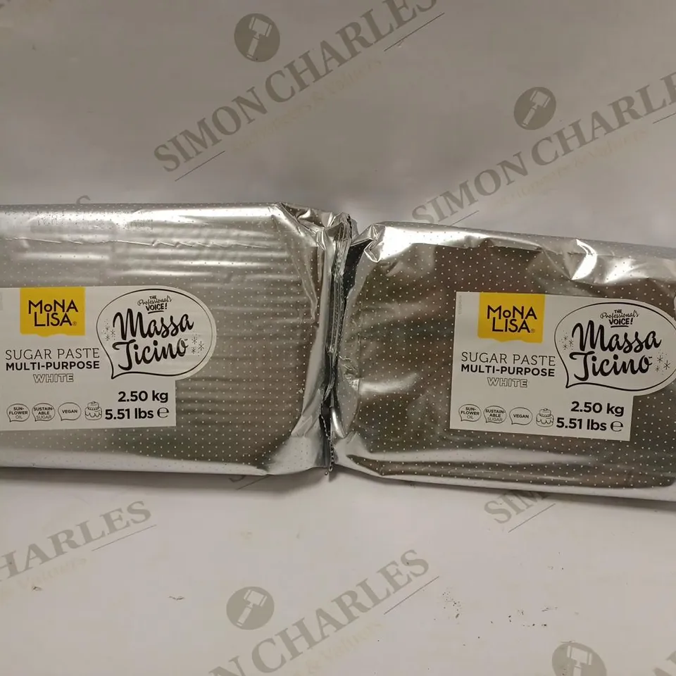 LOT OF 2 MASSA TICINO WHITE SUGAR PASTE – MONA LISA – 2.5 KG