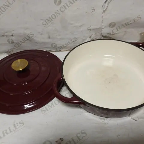 TOWER BO800253RED BARBARY & OAK SHALLOW CAST IRON CASSEROLE PAN
