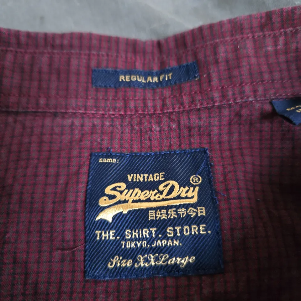 VINTAGE SUPERDRY MAROON CHECK SHIRT – REGULAR FIT