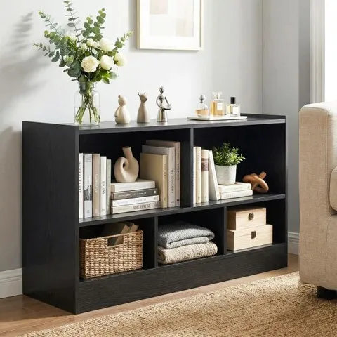 BOXED 2-TIER WOODEN KIDS BOOKCASE WITH 5 COMPARTMENTS