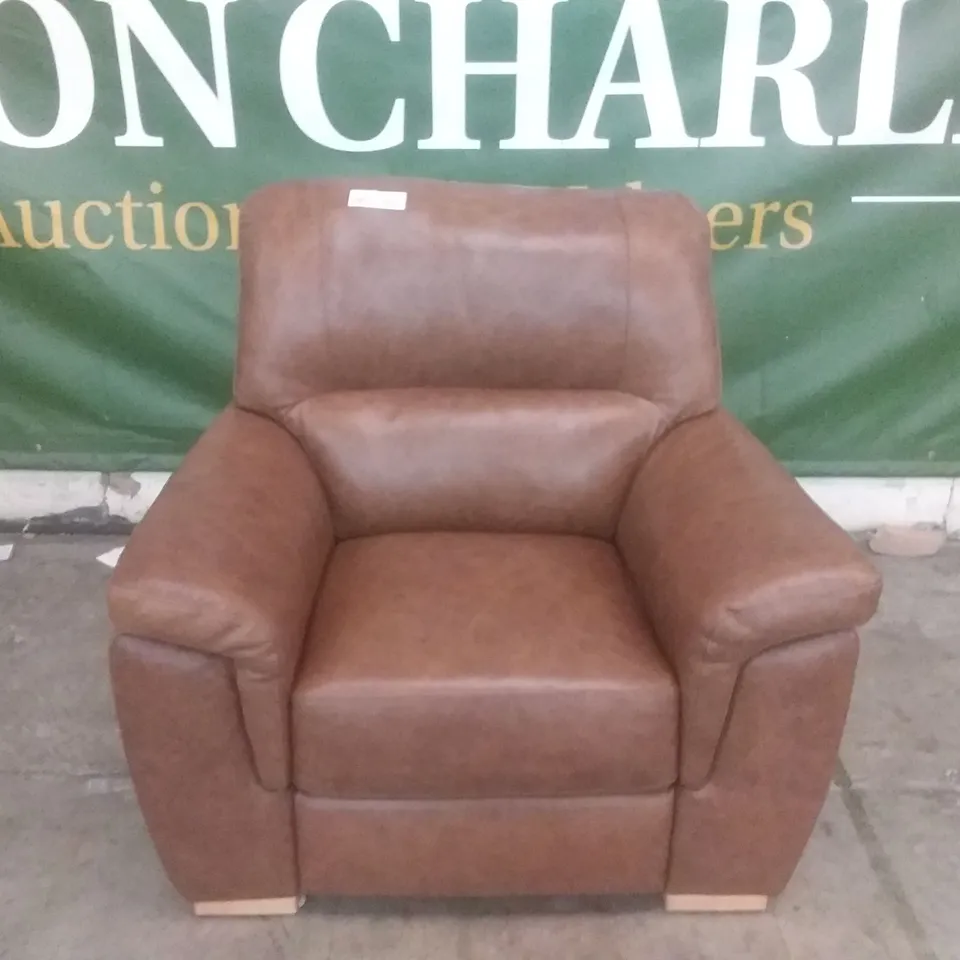 QUALITY DESIGNER VIRGILIO CHAIRS WITH SMALL ARMS - BRANDY LEATHER