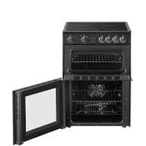 BOXED SWAN SX16720B 60CM WIDE TWIN CAVITY ELECTRIC COOKER WITH CERAMIC HOB - BLACK