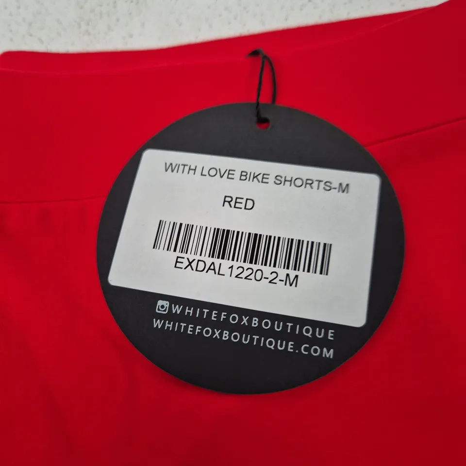 WHITE FOX BOUTIQUE RED BIKE SHORTS – SIZE M
