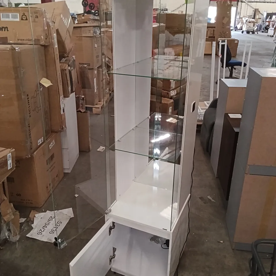 GLASS DISPLAY CABINET WITH 3 COLOR LED LIGHTS, WINE CABINET WITH LOCK