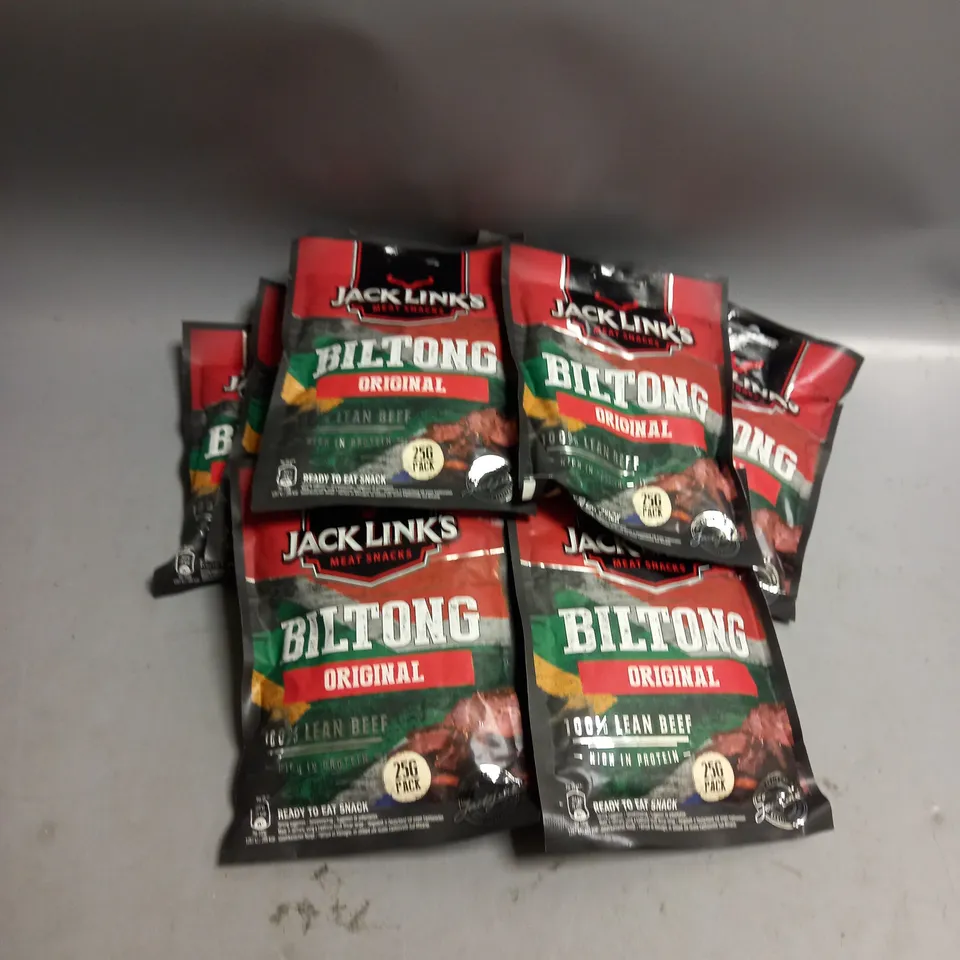 LOT OF 12 X JACK LINKS BILTONG ORIGINAL BEEF MEAT SNACKS 25G