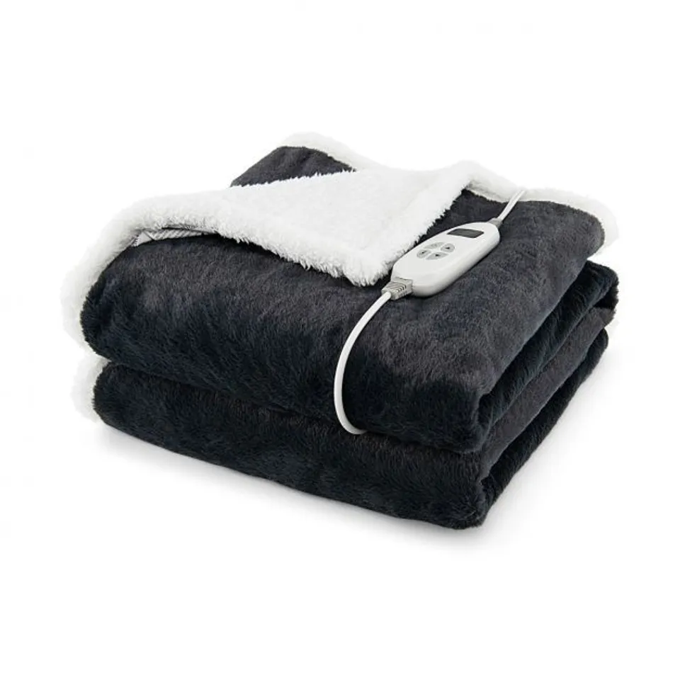 BOXED COSTWAY ELECTRIC HEATED THROW BLANKET 160 X 130cm - GREY