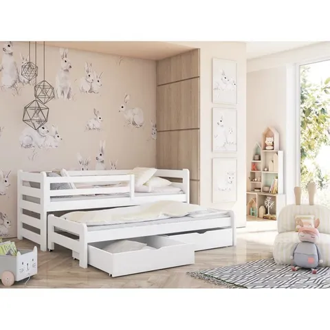 BOXED COT WITH PULL-OUT BED AND DRAWERS/ KINDERBETT MATTHIES MIT AUSZIEHBETT MITCHELL SCHUBLADEN