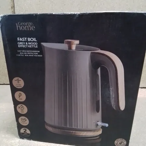 BOXED FAST BOIL GREY AND WOOD EFFECT KETTLE 