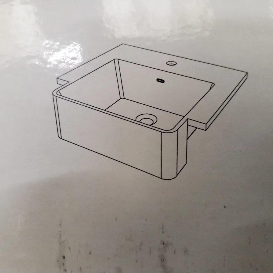 BOXED BRAND NEW VELDEAU ARNO 500M SEMI-RECESSED CAST BASIN - WHITE - 590×520×240MM