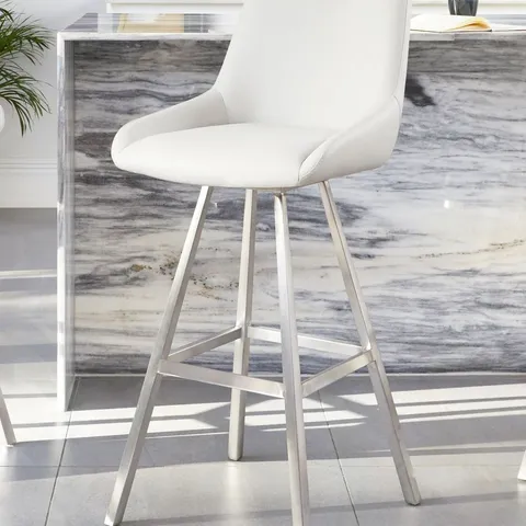 BOXED DANETTI THEO LIGHT GREY FAUX LEATHER SWIVEL BAR STOOL (1 BOX)