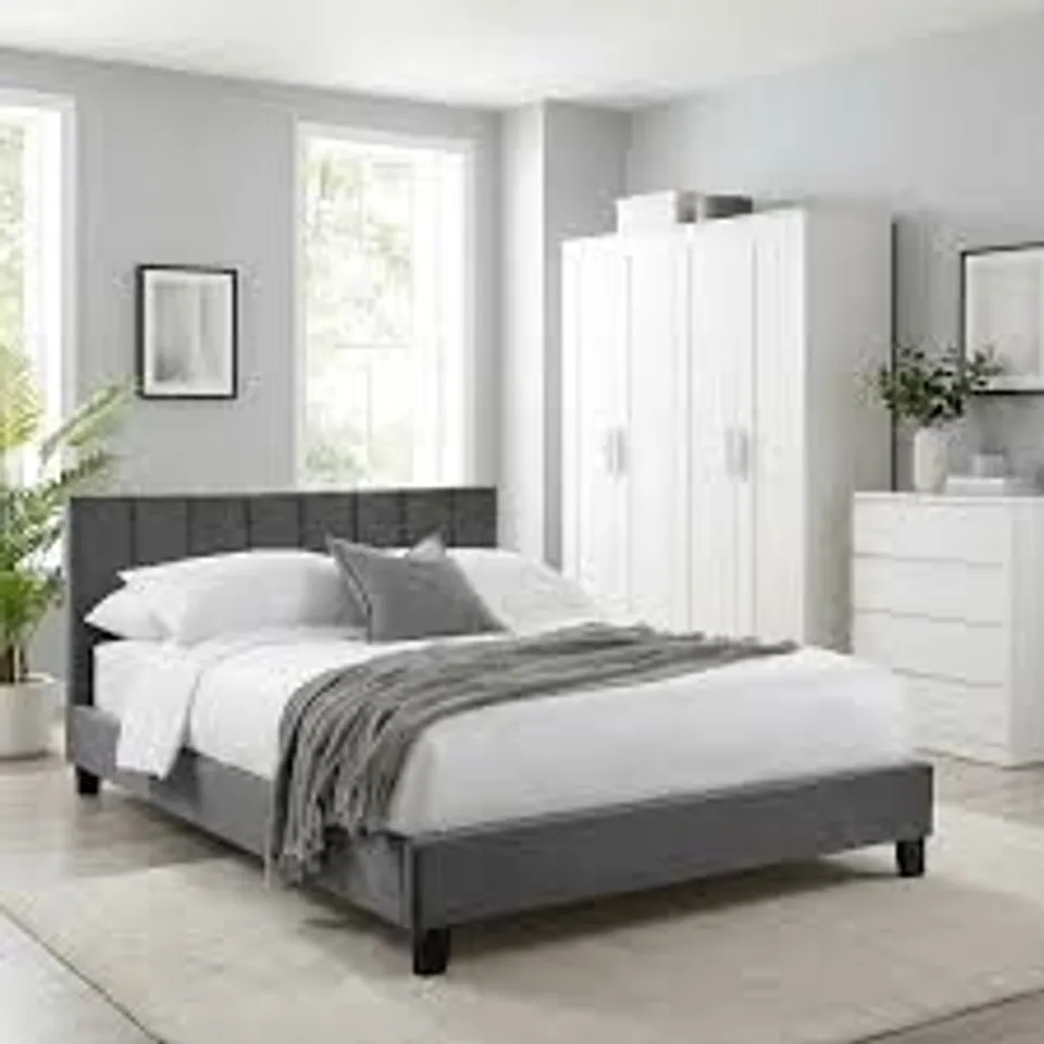BOXED JULIAN BOWEN ROSA BED 150cm IN A BOX - GREY (1 BOX)