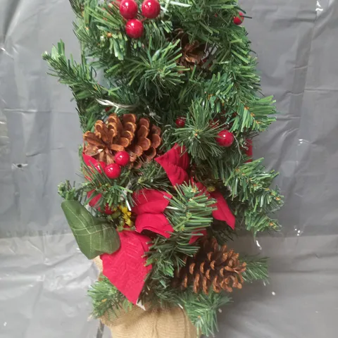 24 INCH POINSETTIA TABLE TOP PRE LIT CHRISTMAS TREE