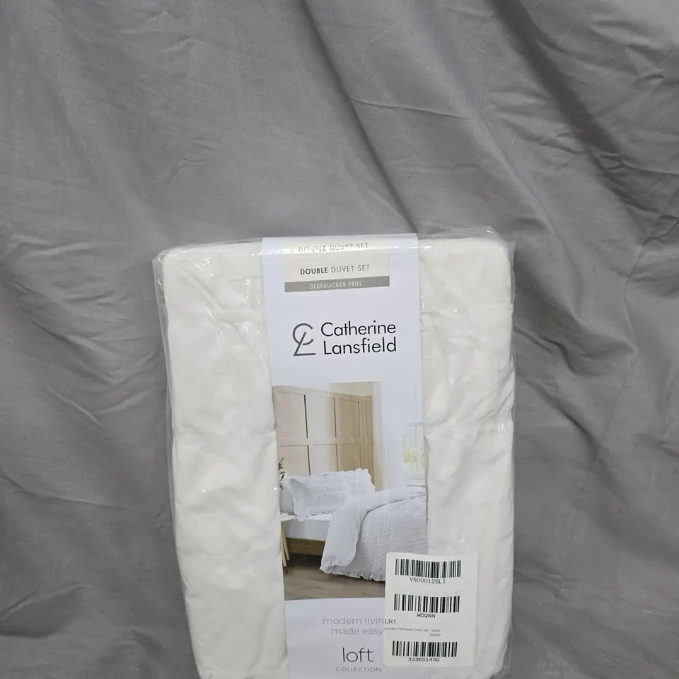 CATHERINE LANSFIELD DOUBLE DUVET SET – SEERSUCKER FRILL (LOFT COLLECTION)