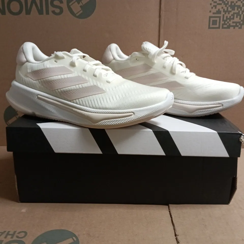 BOXED PAIR OF ADIDAS SUPERNOVA EASE TRAINERS IN CREAM/PALE DUSTY PINK SIZE UK 6