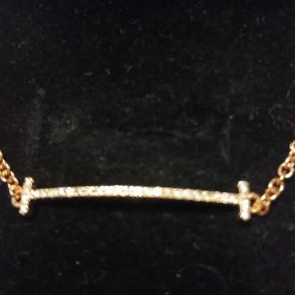 14CT ROSE GOLD DIAMOND SET BAR BRACELET