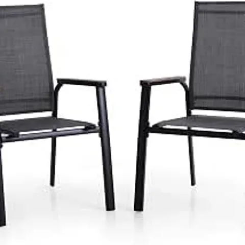 BOXED ERGONOMIC HIGH BACK PADDED TEXTILENE METAL OUTDOOR DINING CHAIR SET (1 BOXED)