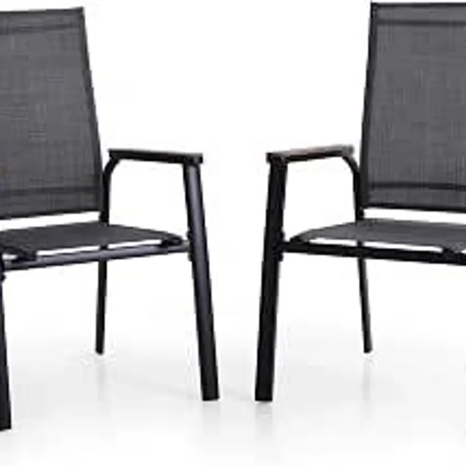 BOXED ERGONOMIC HIGH BACK PADDED TEXTILENE METAL OUTDOOR DINING CHAIR SET (1 BOXED)