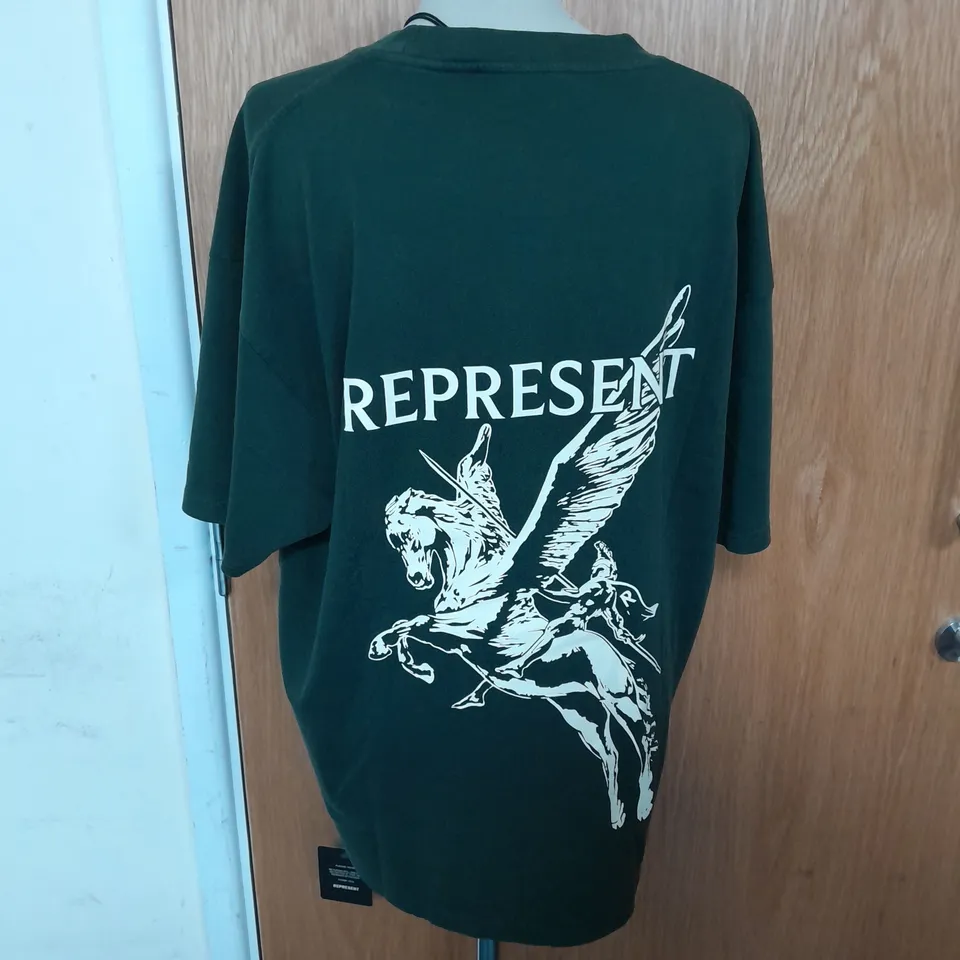 REPRESENT MASCOT T-SHIRT SIZE LARGE IN GREEN