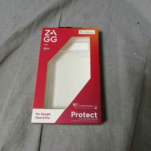 BOX OF APPROXIMATELY 70 ZAGG SLIM SCREEN PROTECTORS FOR GOOGLE PIXEL 8 PRO – ORIGINAL RETAIL PACKAGING 