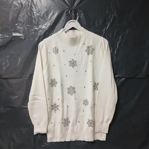 RUTH LANGSFORD SNOWFLAKE JUMPER IN IVORY - EXTRA LARGE