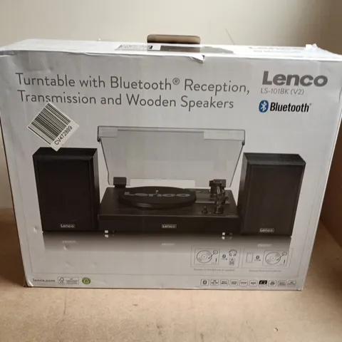 LENCO LS-101BK (V2) BLUETOOTH TURNTABLE WITH WOODEN SPEAKERS – BOXED