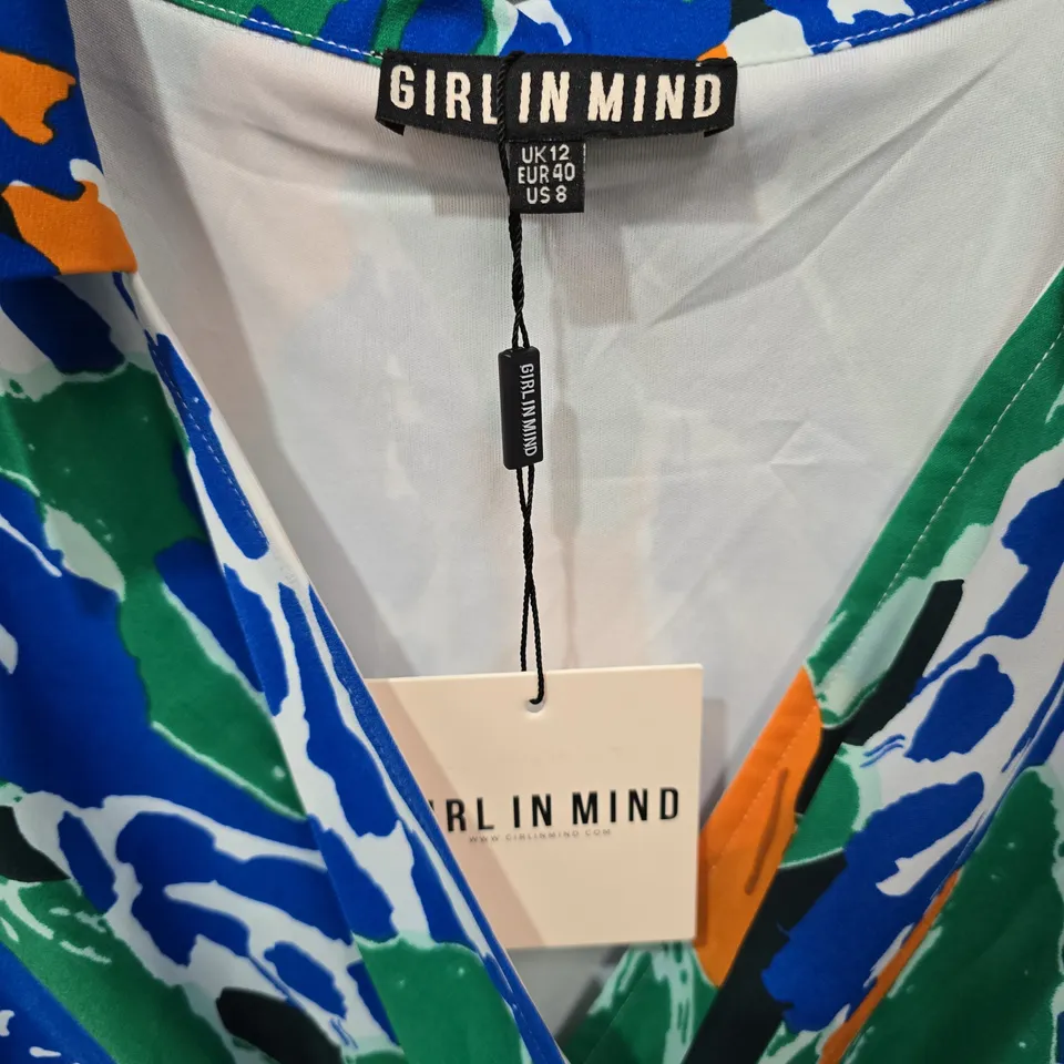 GIRL IN MIND COBALT ABSTRACT ANIMAL MIDI DRESS – UK 12