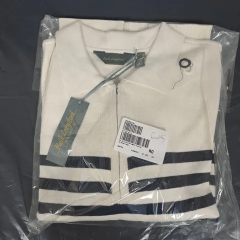 RUTH LANGSFORD ZIP COLLAR STRIPE JUMPER - L