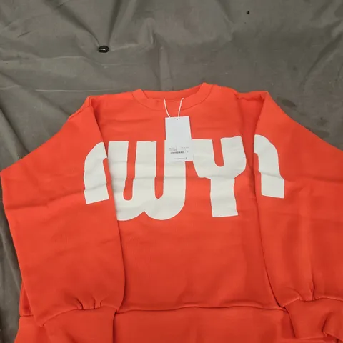 WYNKEN ORANGE SWEATSHIRT WITH LARGE WHITE LETTERING ACROSS CHEST AGE 8 YEARS
