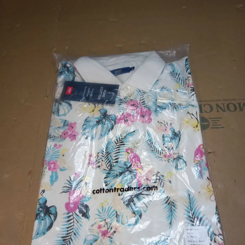 COTTON TRADERS SS PRINTED POLO SHIRT SIZE XL