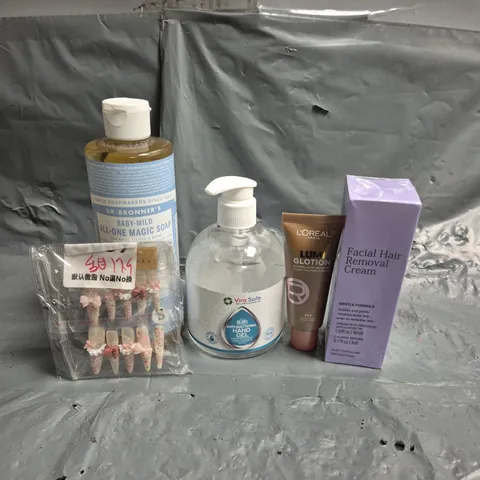 APPROXIMATEY 20 HEALTH AND BEAUTY PRODUCTS TO INCLUDE - VIRA SAFE HAND GEL - HAIR REMOVAL CREAM AND PRESS ON NAILS