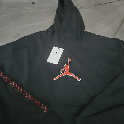 JORDAN HOODIE β BLACK WITH RED JUMPMAN LOGO SIZE L