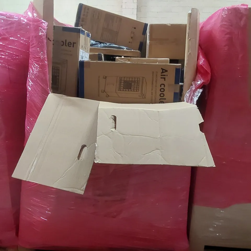 PALLET CONTAINING A VERY LARGE QUANTITY OF BOXED EVAPORATIVE PURIFICATION AIR COOLERS AND OTHER ASSORTED PRODUCTS 