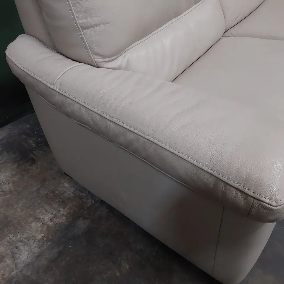 QUALITY DESIGNER THREE SEATER SOFA CREAM LEATHER 