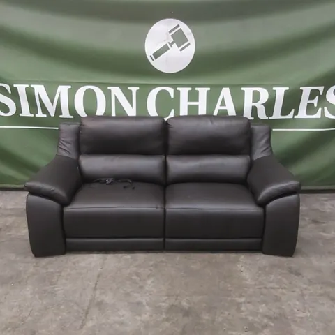 QUALITY DESIGNER ITALIAN MADE DEGANO 3-SEATER ELECTRIC RECLINING DARK BROWN LEATHER SOFA