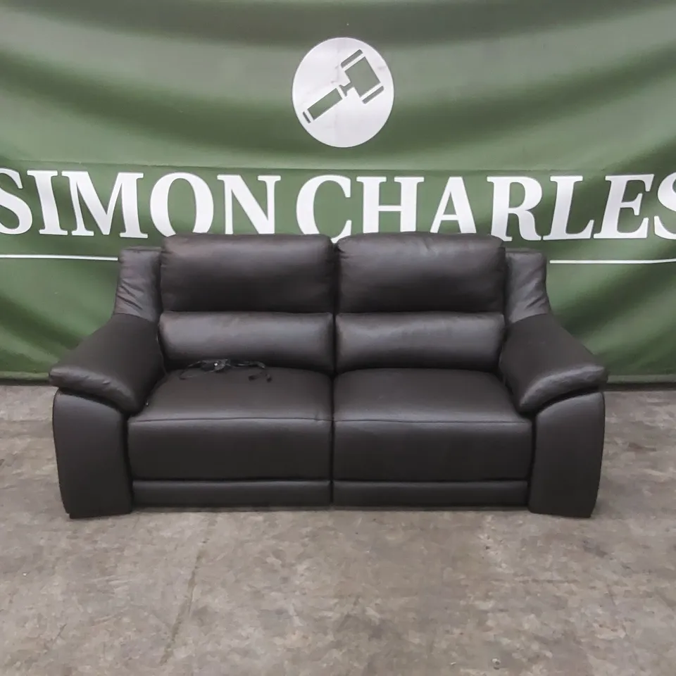 QUALITY DESIGNER ITALIAN MADE DEGANO 3-SEATER ELECTRIC RECLINING DARK BROWN LEATHER SOFA