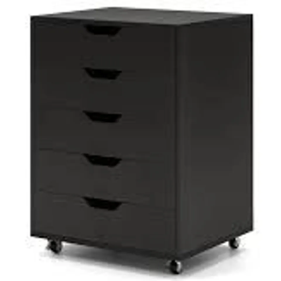 BOXED COSTWAY MOBILE 5-DRAWER FILING CABINET WOOD CHEST OF DRAWERS STORAGE ORGANISER HOME OFFICE