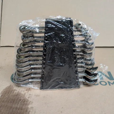 SET OF METAL SPANNERS IN BLACK HOLDER