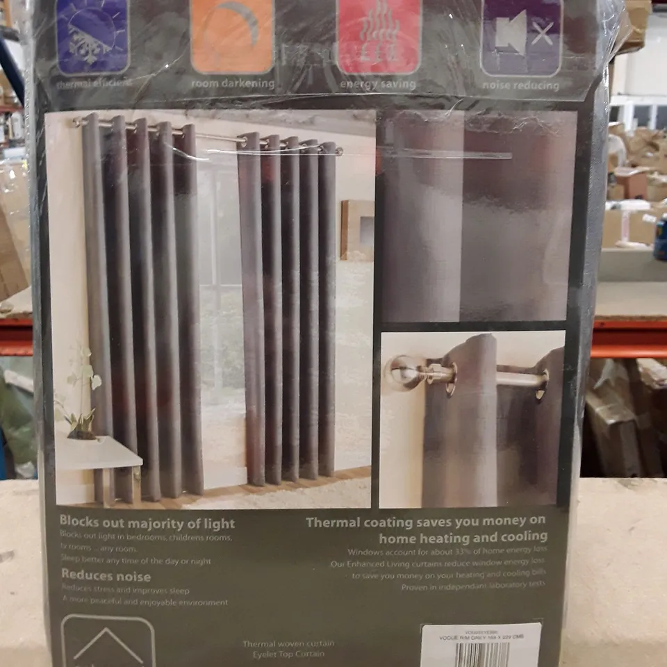 BILLER EYELET THERMAL LIGHT REDUCING CURTAINS GREY (SET OF 2)