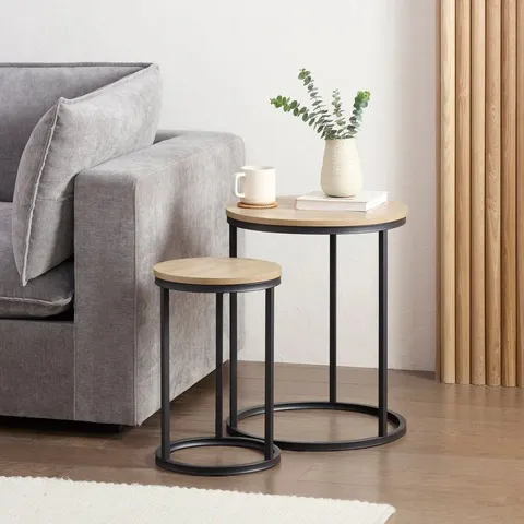 BOXED DUSK WILLOW ROUND NESTING SIDE TABLE - WOOD