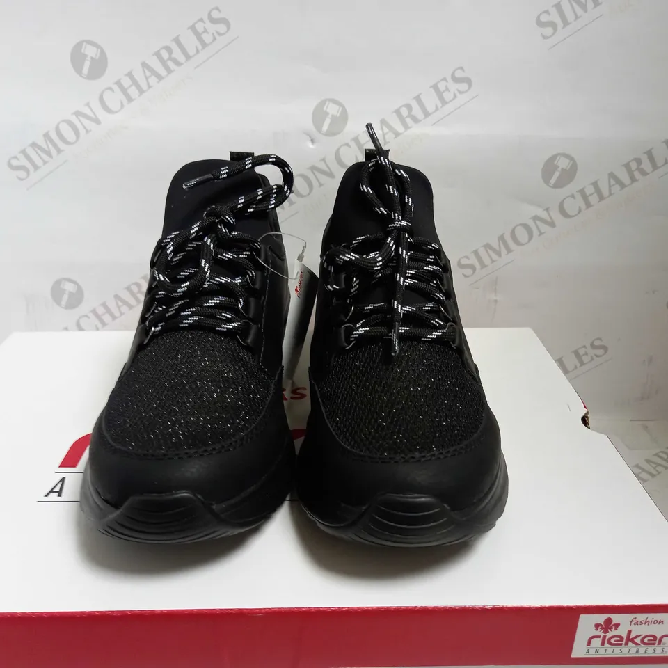 RIEKER LACE DETAIL TRAINERS BLACK SIZE 5